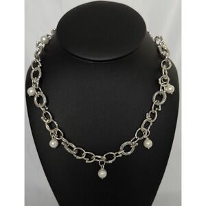 Michael Dawkins Necklace Sterling Silver Pearl Toggle Chunky 65g